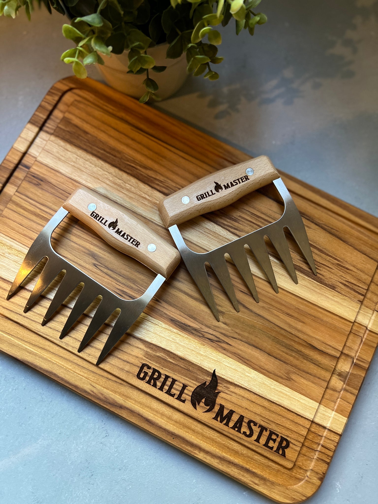 Metal Meat Claws, Stainless Steel Meat Forks With Wooden Handle