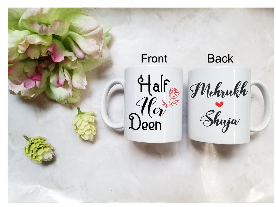 Half His Deen, Half Her Deen, Muslim wedding Gift, Muslim couple Gift,
