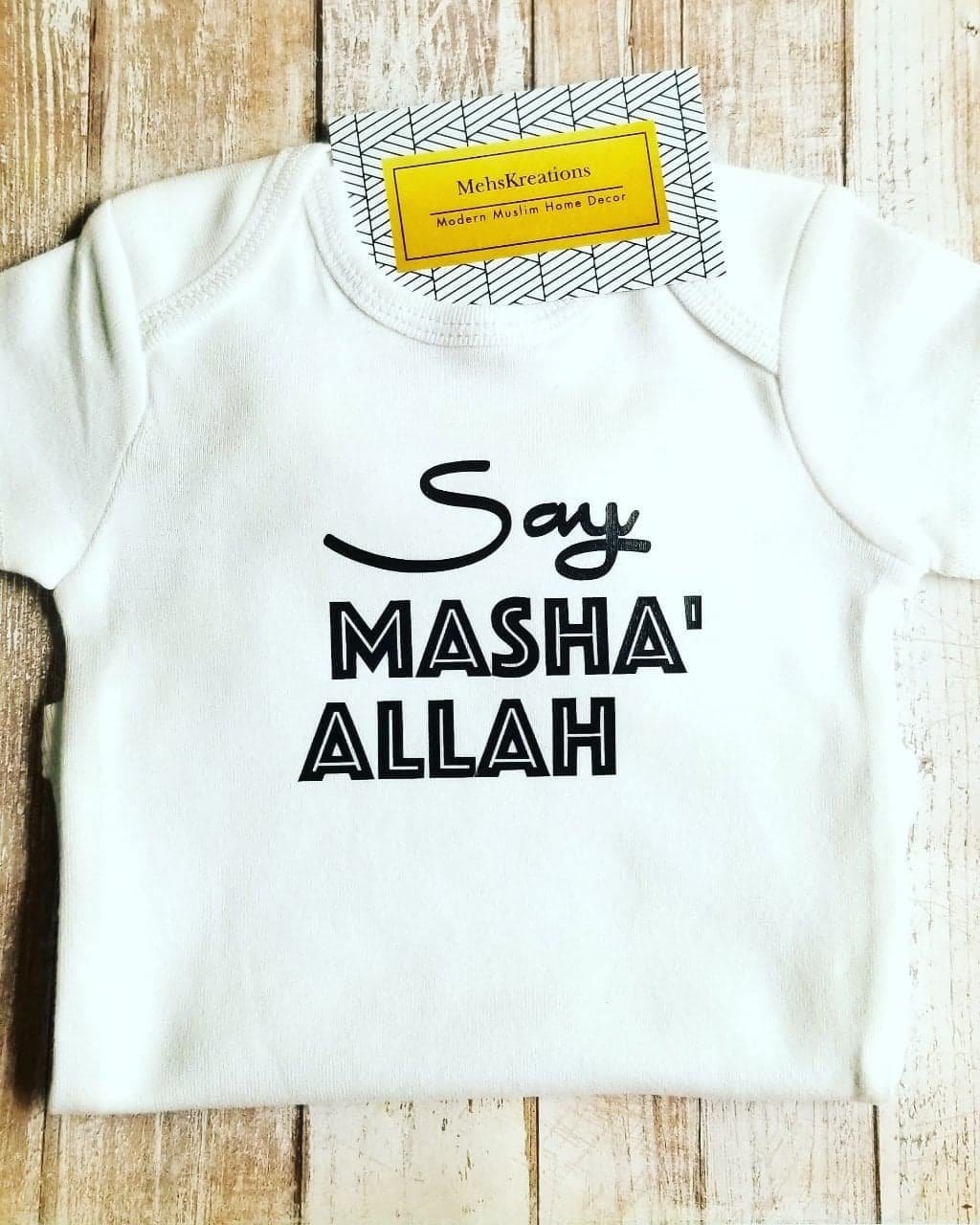 Say Masha'Allah baby Onesie, Muslim baby Onesie, Muslim baby gift,