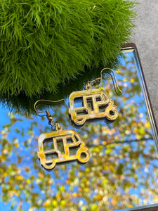 Rickshaw Earrings In Gold Mirror Acrylic