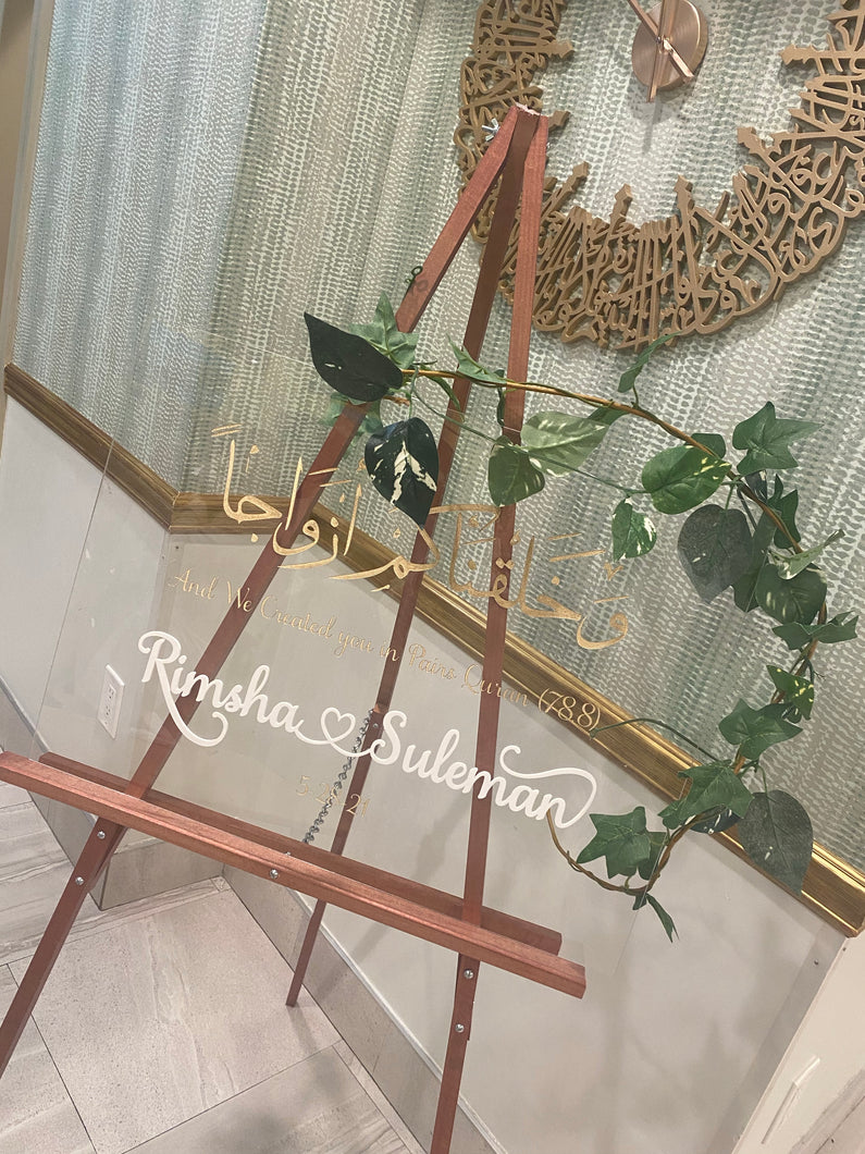 Wedding Nikkah Barat Walima Welcome sign Acrylic names 3d